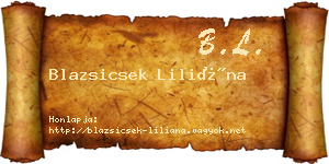 Blazsicsek Liliána névjegykártya